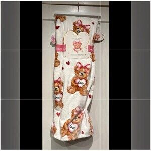 Coquette Pink Bow Teddy Bear Throw Blanket